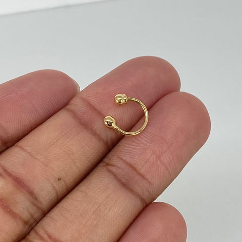 Piercing Aro Bolas Lisas / Oro Amarillo 18k (Joya) / 3mm / 0,4gr / 1.1cm / (Oreja) †