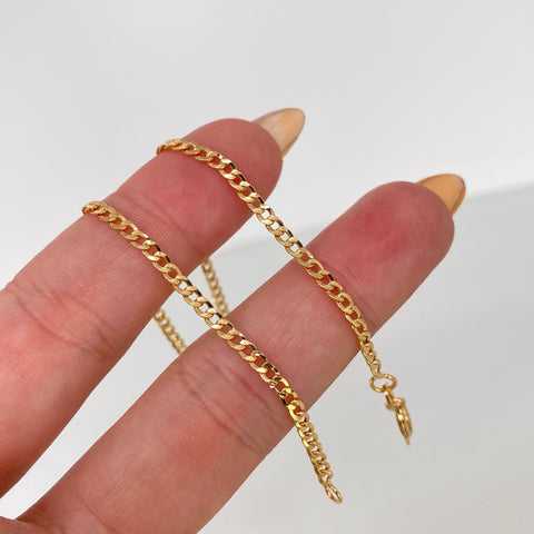 Tobillera ● Cubana Oro amarillo 18k +1 / 1,9 Gr / 2,5 mm / 25,3 Cm *