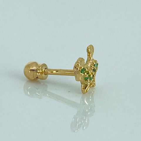 Piercing Caballo Circones Verdes / Oro amarillo 18k ( Joyas ) / 0,55 Gr / 6.4mm / (Oreja)