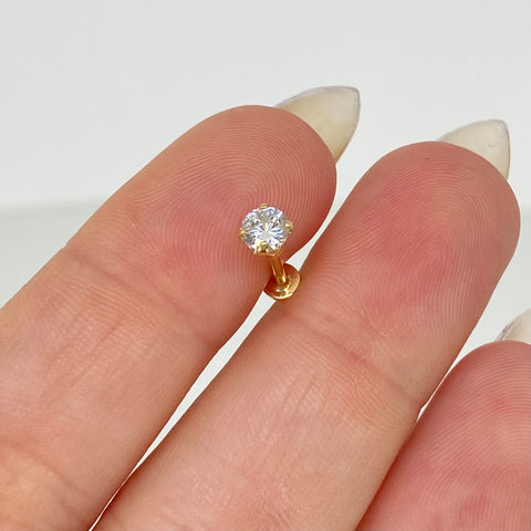 Piercing Circon Blanco / Oro Amarillo 18k (Joya) / 0,51gr / 1.3cm / (Oreja) *