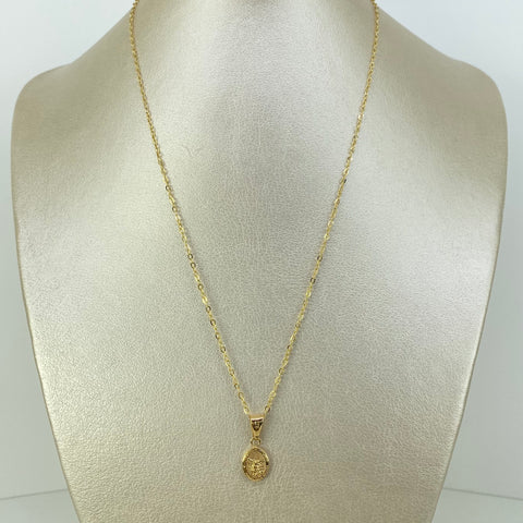 Set Cadena ● Aro Seguido + Dije San Miguel Arcangel Oro amarillo 18k 1,28 Gr / 1,1 mm / 45 Cm *