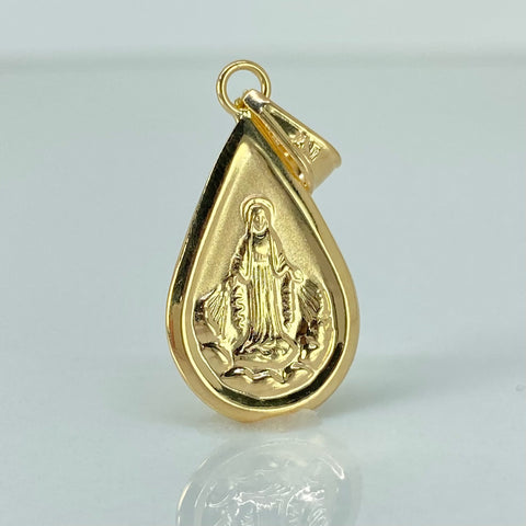 Dije Virgen Milagrosa Lagrima Oro amarillo 18k 1,3 Gr / 3,3 Cm