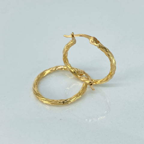 Candongas Entorchadas Lineas Cruzadas Oro amarillo 1,5 Gr / 2,4 Cm *