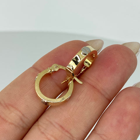 Candongas Tornillos CT  Oro amarillo y Oro blanco 18k 1,78 Gr / 1,6 Cm *