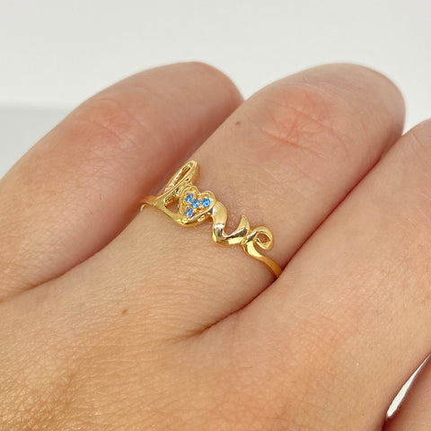 Anillo Love Circones Celestes Oro amarillo 18k / Talla 7 3/4 / 1,3 Gr *