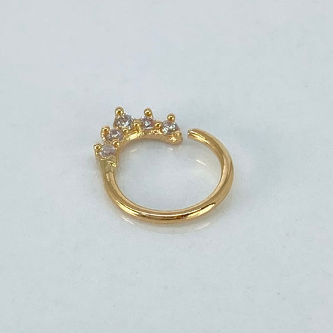Piercing Aro Circones Blancos  / Oro Amarillo 18k (Joya) / 0,4gr / 1.2cm / (Oreja)