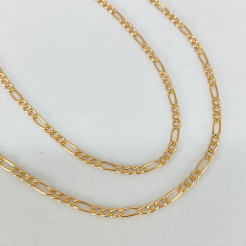 Cadena ● Tres Por Uno 3x1 Oro amarillo 18k 1,55 Gr / 2 mm / 45 Cm