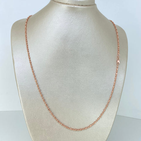 Cadena ● Militar Diamantado Luna Puntos Oro rosa 18k +3 / 9,6 Gr / 2 mm / 60 Cm †