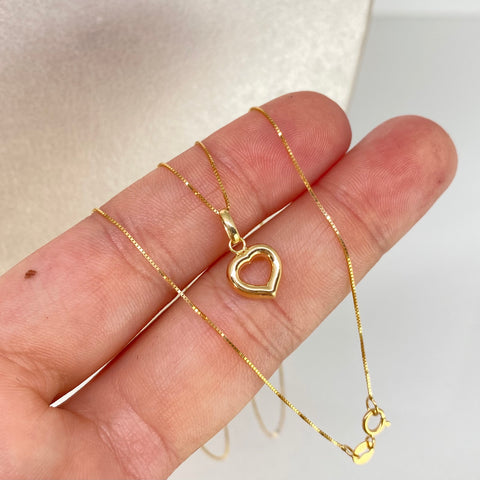 Set Cadena Veneciana + Dije Silueta Corazón Oro amarillo 18k 1,37 Gr / 0,5 mm / 50 Cm †