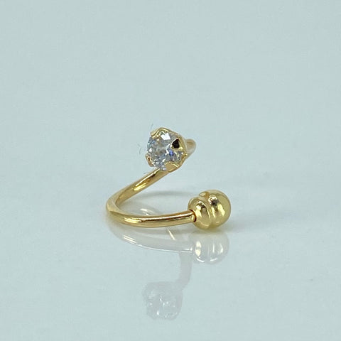 Piercing Aro Curvo Circon Blanco / Oro Amarillo 18k (Joya) / 3mm / 0,5gr / 1.2cm / (Labio) *