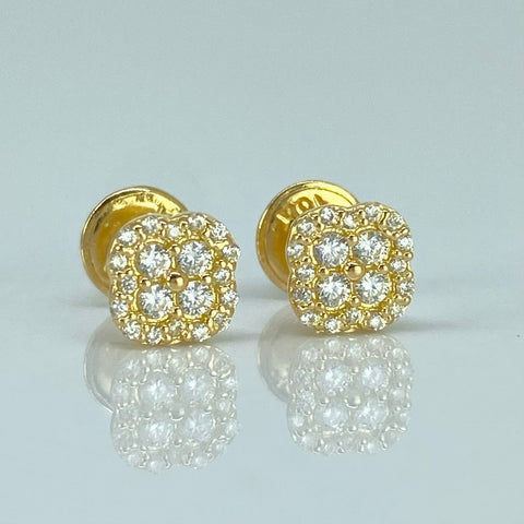 Topos Trebol Circones Blancos Oro amarillo 18k 1 Gr / 5,6 mm *