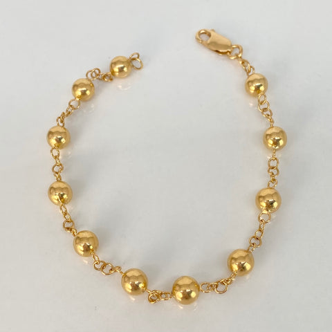 Pulso Bolas Lisas  Oro amarillo 18k 4,40 Gr / 6 mm / 20,2 Cm †