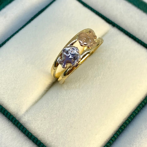 Anillo Niña Peces Doble Linea Tres oros 18k / Talla 5 1/4 / 1,16 Gr *