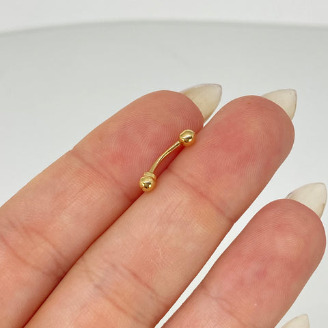 Piercing Bola Lisa 3mm / Oro Amarillo 18k (Joya) / 0,36gr / 2cm / (Pezon) *