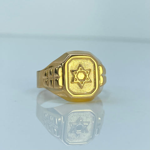 Anillo Sello Estrella De David Oro amarillo 18k / Talla 10 1/4 / 4,15 Gr †