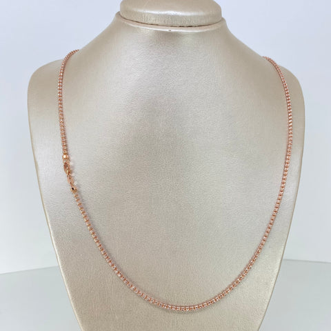 Cadena ● Punto Cuadrado Diamantado Oro blanco y Oro rosa 18k +3 / 12,5 Gr / 2,3 mm / 60 Cm