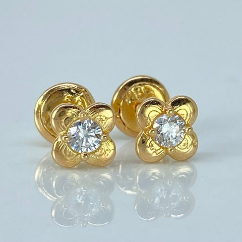 Topos Flor Circon Blanco Oro amarillo 0,95 Gr / 5,5 mm