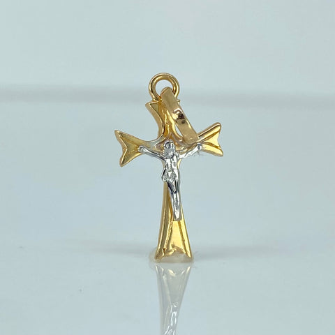 Dije Cruz Cristo Oro amarillo y Oro blanco 18k 0,87 Gr / 2,2 Cm  *