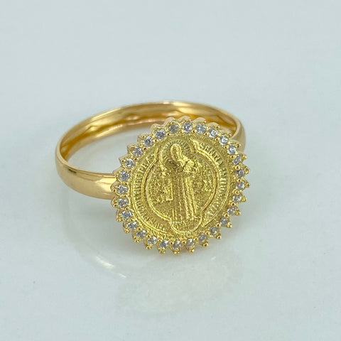 Anillo San Benito Circones Blancos Oro amarillo 18k / Talla 8 / 2,6 Gr *
