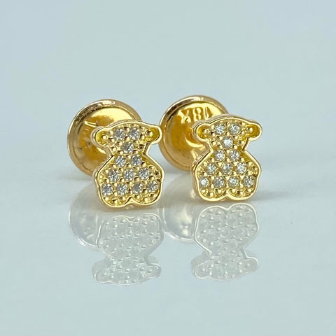 Topos Oso TS Circones Blancos Oro amarillo 18k 0,8 Gr / 5 mm