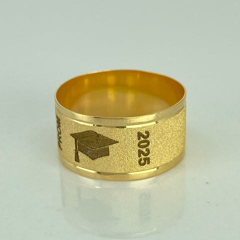 Anillo Argolla Diamantada PROM Birrete Oro amarillo 18k / Talla 8 / 2,78 Gr