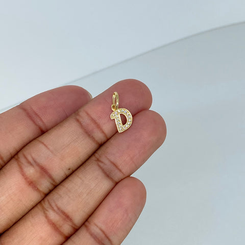 Dije Letra D Circones Blancos Oro amarillo 0,75 Gr / 1,6 Cm