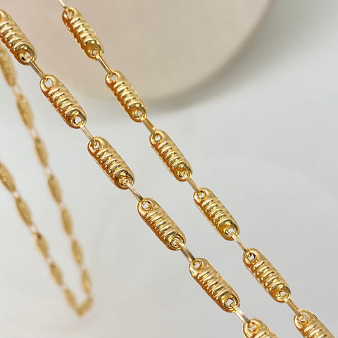 Cadena Rustica Eslabones Diamantados Oro amarillo 18k 7,12 Gr / 3,3 mm / 60 Cm †