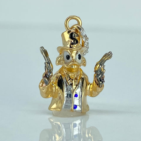 Dije Caricatura Pato Circones Blancos Oro amarillo 2,25 Gr / 2,4 Cm *
