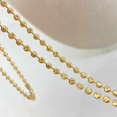 Cadena Militar Diamantado Luna NAC ESP Oro amarillo 18k 14,5 Gr / 3 mm / 60 Cm †