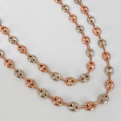 Cadena GC Diamantado Oro blanco y Oro rosa 17,56 Gr / 6 mm / 67 Cm *
