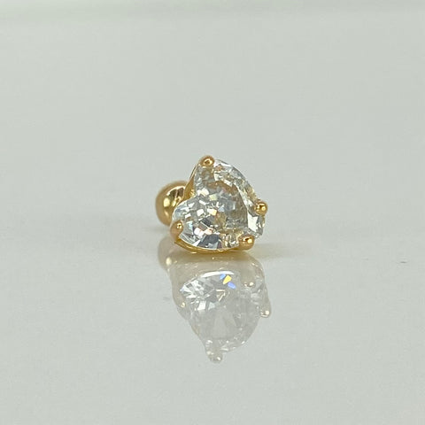 Piercing Circon Corazon / Oro Amarillo 18k (Joya) / 0,73gr / 5.3mm / (Oreja) †
