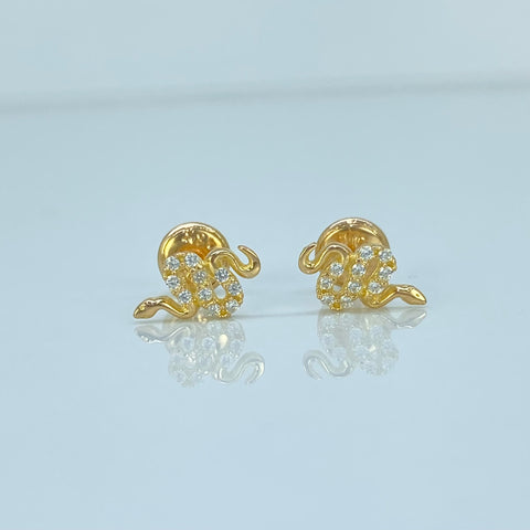 Topos Serpientes Circones Blancos Oro amarillo 18k 0,89 Gr / 5,2 mm †