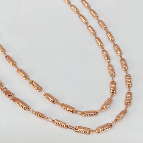 Cadena Rustico Eslabones Diamantados Oro rosa 18k 6,40 Gr / 3,3 mm / 60 Cm *