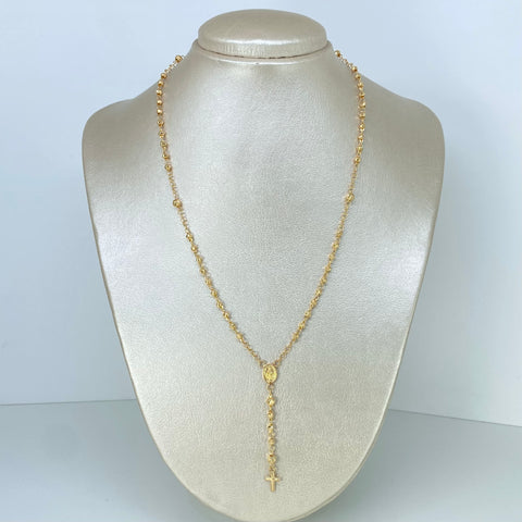 Rosario Virgen Milagrosa Bolas Diamantadas 4/3mm Oro amarillo 5,44 Gr / 45 Cm