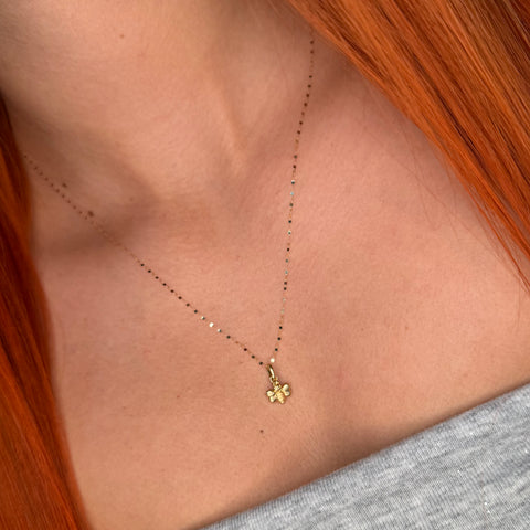 Set Cadena ● Crispeta + Dije Abeja Oro amarillo 18k 0,7 Gr / 1 mm / 50 Cm *