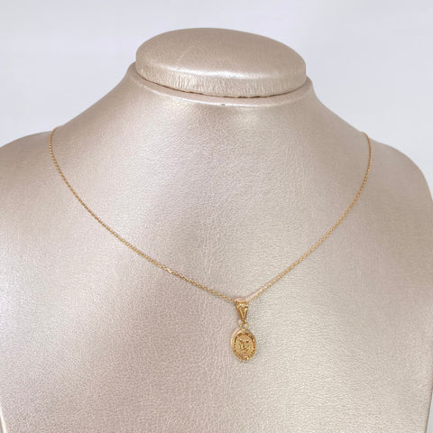 Set Cadena ● Aro Seguido + Dije San Miguel Arcangel Oro amarillo 18k 2,45 Gr / 1 mm / 60 Cm †