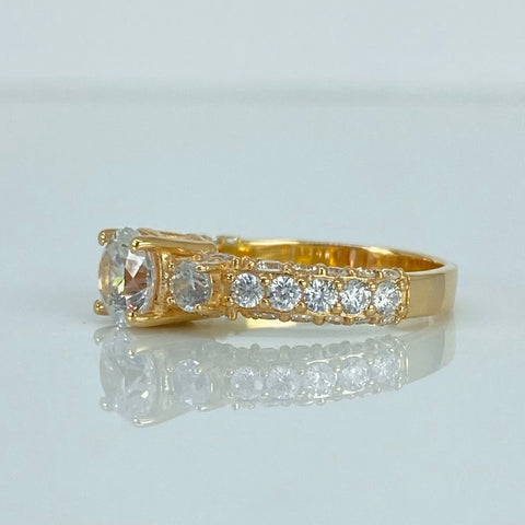 Anillo Solitario Con Circones POR FABRICACION Oro amarillo 18k / Talla 5/10 / 4,1 Gr *