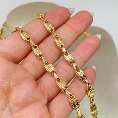 Cadena Rustica Eslabones Corona RX Oro amarillo 18k 13,37 Gr / 5,7 mm / 60 Cm