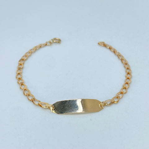 Pulso bebé Placa Rectangular Curva Espiga Oro amarillo 1,22 Gr / 2,6 mm / 15,5 Cm