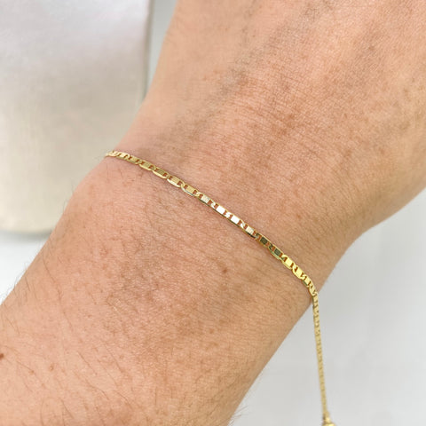 Pulso ● Escalera Plana Oro amarillo 18k +1 / 1,1 Gr / 1,6 mm / 19,3 Cm *
