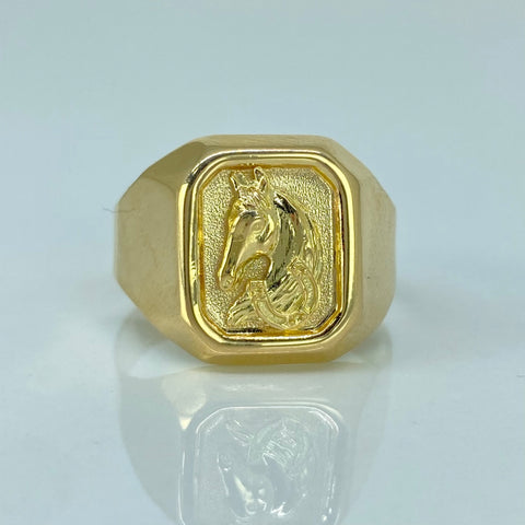 Anillo Sello Caballo Oro amarillo / Talla 10 3/4 / 3,8 Gr *