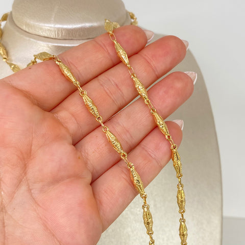 Cadena Eslabones Rombos Tornillos Oro amarillo 18k 8,61 Gr / 4 mm / 60 Cm