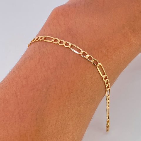 Pulso ● Tres Por Uno 3x1 Oro amarillo 18k +1 / 2,3 Gr / 3,8 mm / 19,3 Cm †