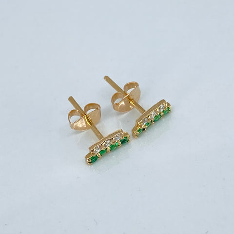 Topos 4 Esmeraldas 12PTS / 3 Diamantes 3PTS Oro amarillo 1,17 Gr / 8,5 mm