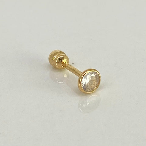 Piercing Bisel Circon Blanco / Oro Amarillo 18k (Joya) / 0,36 gr / 4mm / (Oreja) †