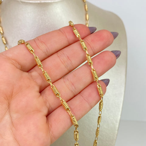 Cadena Rustico Cilindros Oro amarillo 18k 7,75 Gr / 3,3 mm / 60 Cm †
