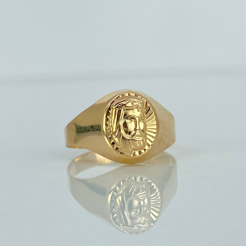 Anillo Sello Rostro Jesus Oro amarillo 18k / Talla 5 / 1,6 Gr *