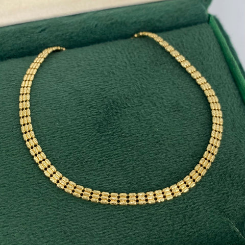 Cadena ● Mini Barriles Diamantada Oro amarillo 18k +3 / 6,91 Gr / 3 mm / 50 Cm †