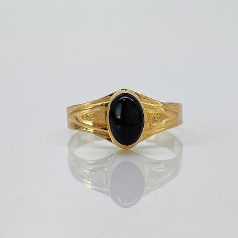 Anillo Niña Circon Negro Oro amarillo 18k / Talla 1 1/2 / 0,81 Gr *