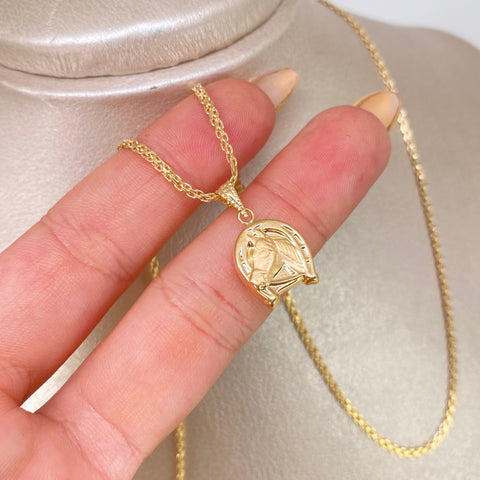 Set Cadena ● China + Dije Herradura Caballo Oro amarillo 18k 3,45 Gr / 1,7 mm / 60 Cm